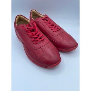 Studio Belvedere Conrad Mens 9 D Soft Red Leather Low Top Sneakers Brazil